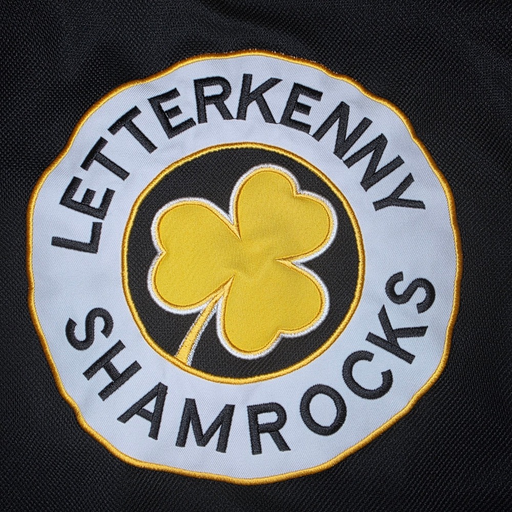Letterkenny Shamrocks Shoresy Hockey Jersey Black Yellow #69 | Mens Size L - Picture 4 of 8